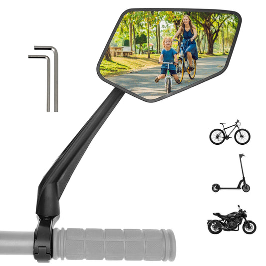 REEZER Bike Mirror right with extra large mirror surface - 360° adjustable bike mirror for E-bike & E-scooter handlebars - rearview mirror compatible with all models - E-bike accessory - RIGHT