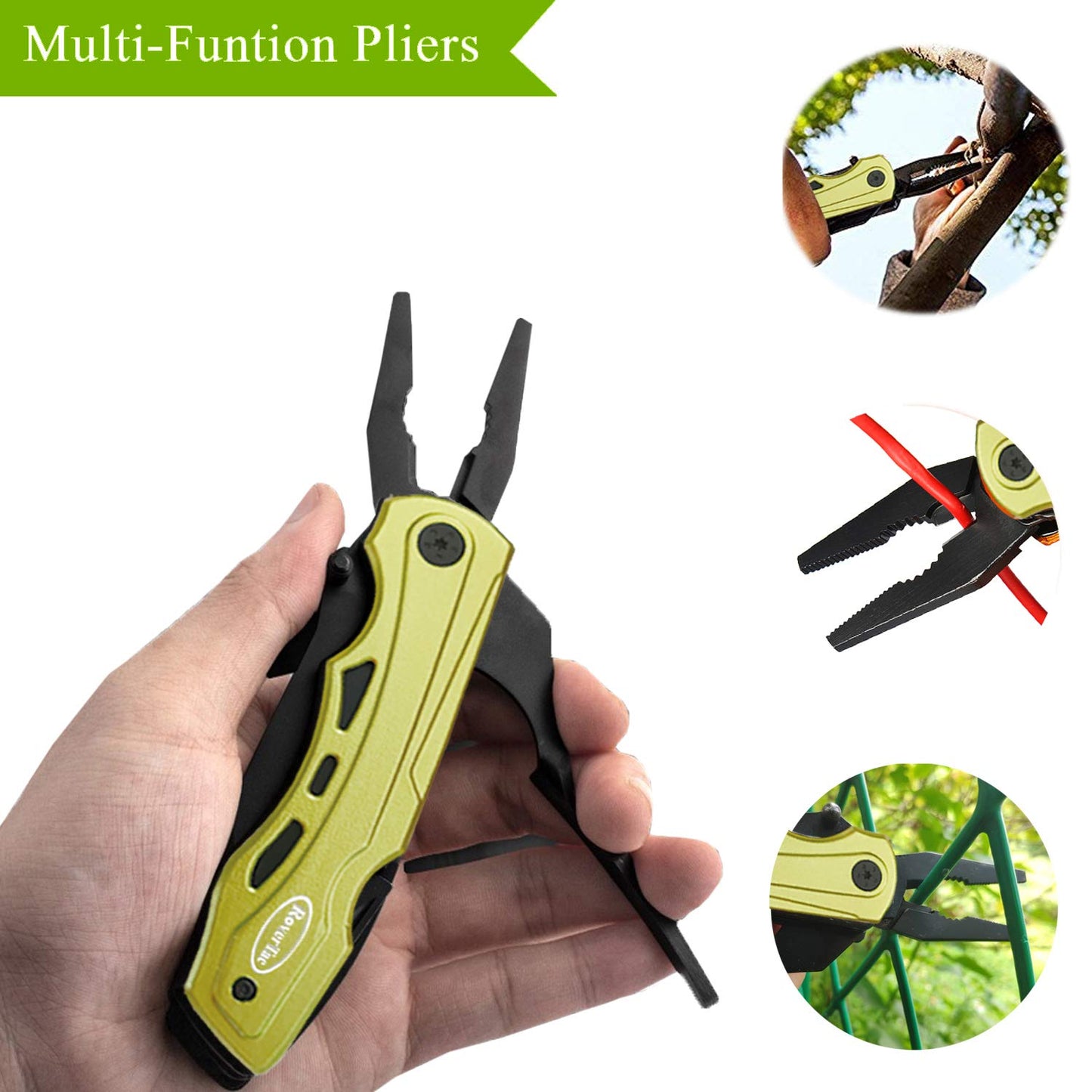 RoverTac Pocket Knife Multitool - Gift for Men and Dad, Christmas Gifts, Folding Knife with Pliers, Bottle Opener, Can Opener, and 9-in-1 Screwdriver, Tactical Survival Knife