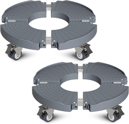 WELDUN plant roller Ø 40-54 cm, dolly 200KG load capacity, saucer flower pot with lockable casters, flower roller for outdoor indoor, 2 pack, gray