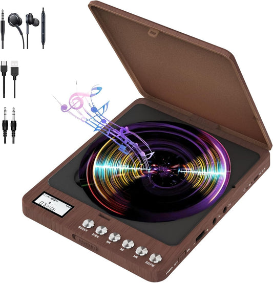 Portable CD player with speaker, CCHKFEI Rechargeable CD Player Portable Bluetooth Car FM Transmitter Discman CD Player for Car/Travel/Home Kids CD Player Portable