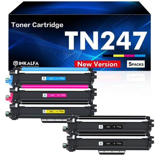 TN-243CMYK MFC L3750CDW TN247 Toner: 5-pack MFC-L3770CDW Compatible for Brother DCP-L3550CDW MFC-L3750CDW TN243CMYK TN 243CMYK HL-L3210CW DCP-L3510CDW HL-L3230CDW MFC-L3710CW TN-243 TN-243BK TN243