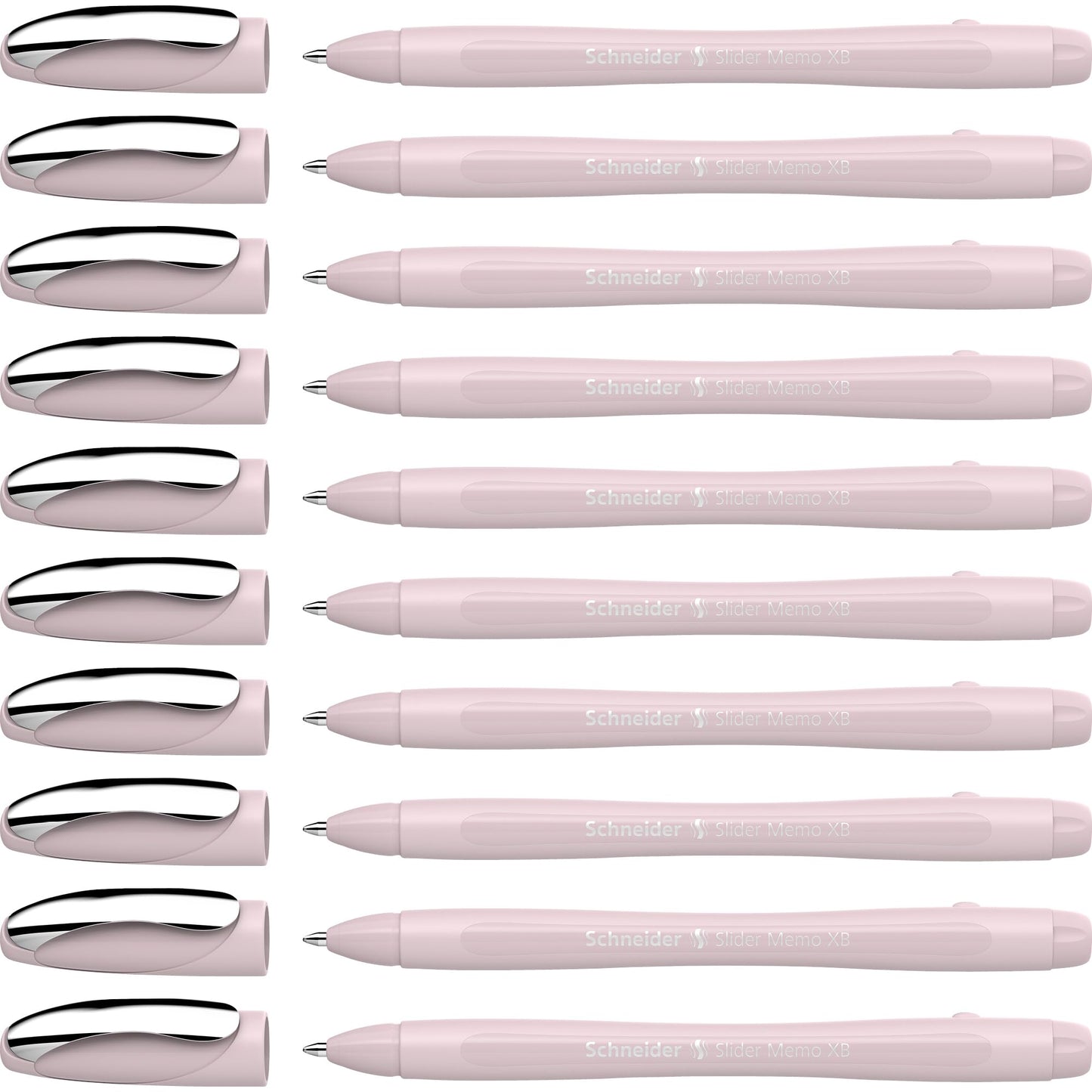 Schneider Slider Memo XB Ballpoint Pen (Colour Edition with cap, Line width: XB) 10 pack, Body color: pearl, Ink color: blue