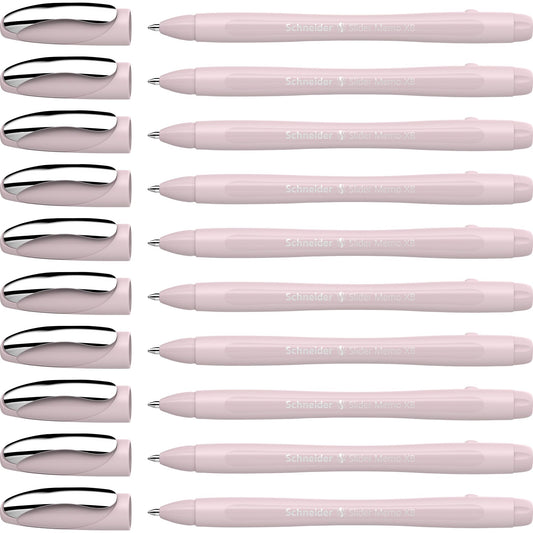 Schneider Slider Memo XB Ballpoint Pen (Colour Edition with cap, Line width: XB) 10 pack, Body color: pearl, Ink color: blue