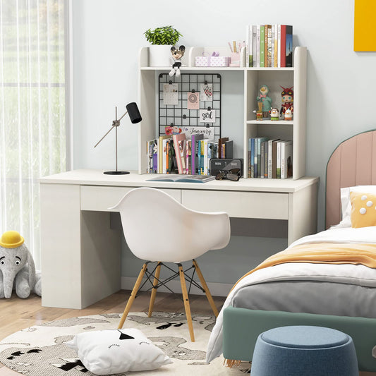 COSTWAY Desk Shelf, Table Shelf with 4 Shelves and Open Compartment, Storage System, Multi-Purpose Desk Organizer for Desk, 94 x 25 x 74 cm (White)