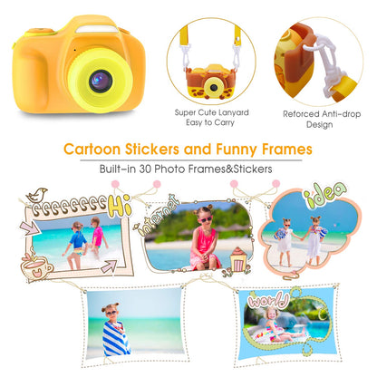 Kriogor Kids Camera, Digital Photo Camera Selfie and Video Camera with 16 MP/Dual Lens/2 Inch Screen/1080P HD/32G TF Card/9x Digital Zoom, Birthday Gift for Kids (Yellow)