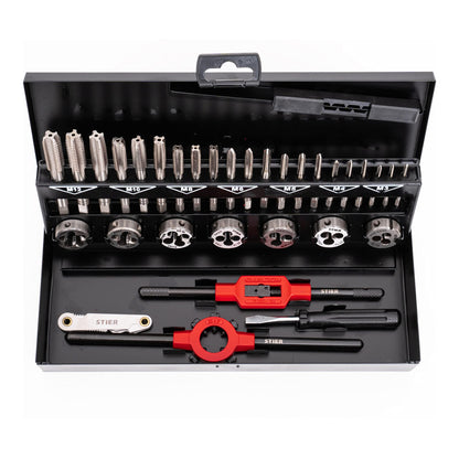 BULL Thread Cutting Tool Set 32-piece M3-M12 HSS-G, For metric internal and external threads, ISO standard compliant for professionals, extensive set HGB sets.