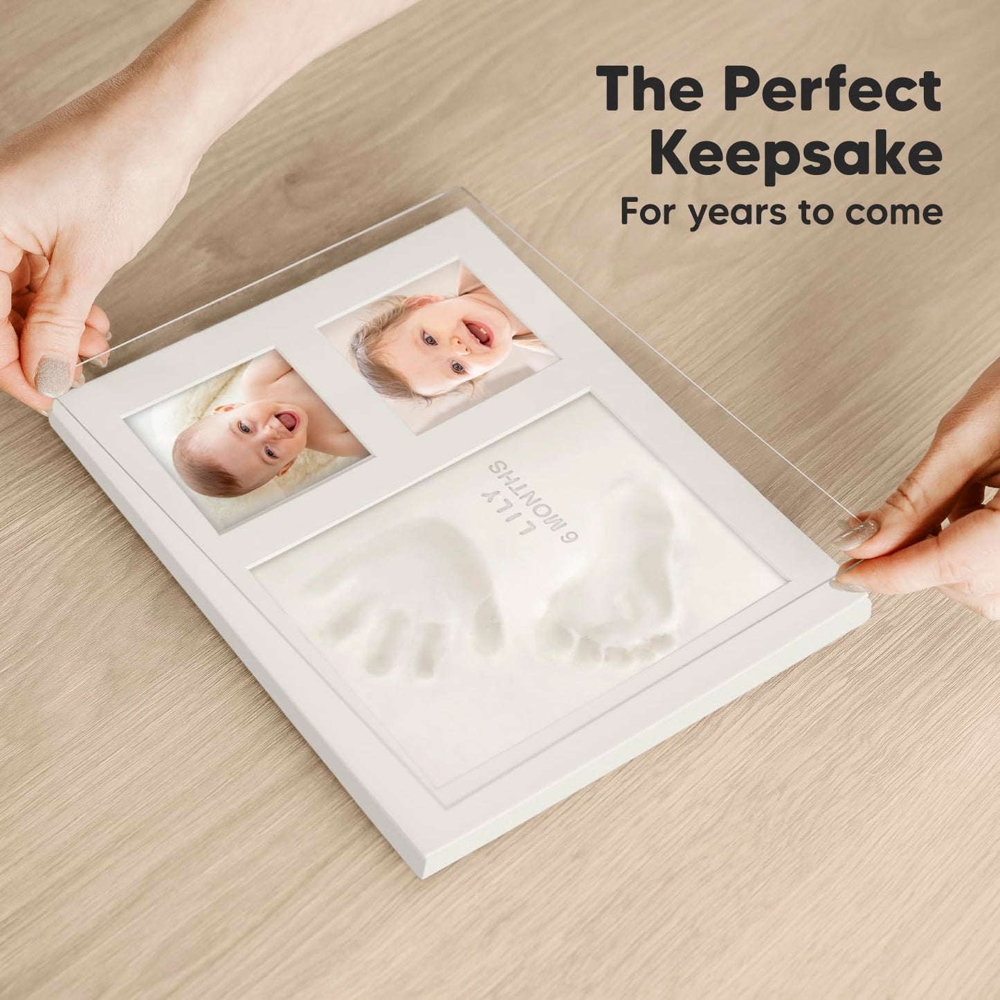 Baby handprint and footprint kit - plaster cast baby hand and foot for newborns - handprint baby picture frame - footprint baby plaster cast kit - baby shower baby imprint set (Alpine White)