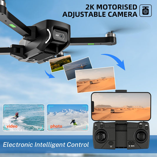 Drone with 2K HD camera for beginners, 5G WiFi FPV RC Quadcopter with brushless motor, transmission 100m, 3D flips, Optical Flow, One Key Start/Land, TEEROK T18 Foldable Drone for kids and adults.