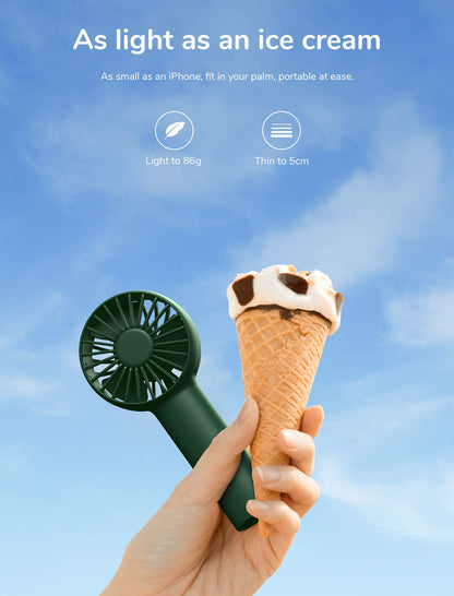 JISULIFE Mini Fan Battery Operated Handheld Fan with 2000mAh Battery or USB Powered, 3 Speeds, Rechargeable, for Home, Outdoor - Dark Green