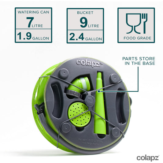 Colapz Foldable Watering Can & Bucket for fresh water - BPA-free, portable for camping, tent, festival, RV & caravan - Convenient outdoor water can for gardening and travel - Green