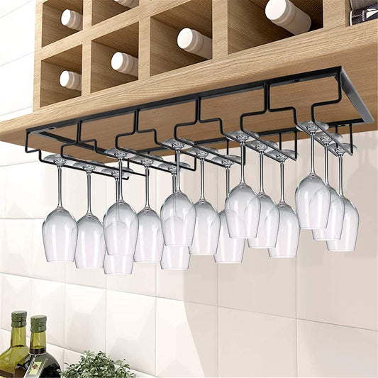 Julymoda Metal Wine Glass Holder Storage Hanging Rack for Home Bar Kitchen Restaurant, 5 rows for 15 glasses.