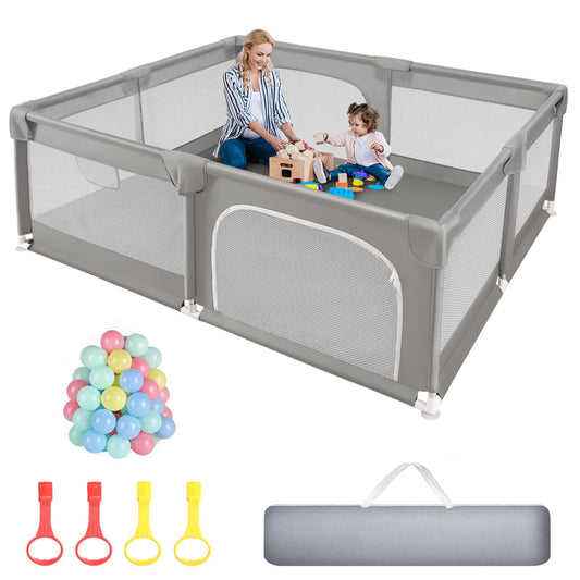 Sour Lemon Baby Playpen Playpen baby, children's fence with anti-collision foam barrier with breathable mesh, children safety playground, Including 50 Ocean Balls and 4 Pull Rings