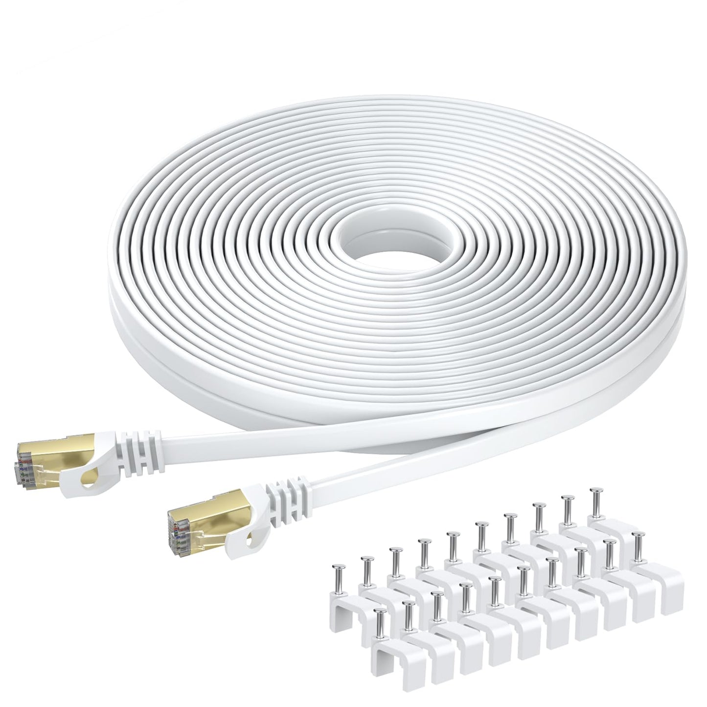 BUSOHE Cat 8 Ethernet Cable 20m, High Speed Gigabit RJ45 LAN Network Cable, 40Gbps 2000Mhz Internet Patch Cable Compatible with Router, Modem, PC, Laptop, Printer (white)