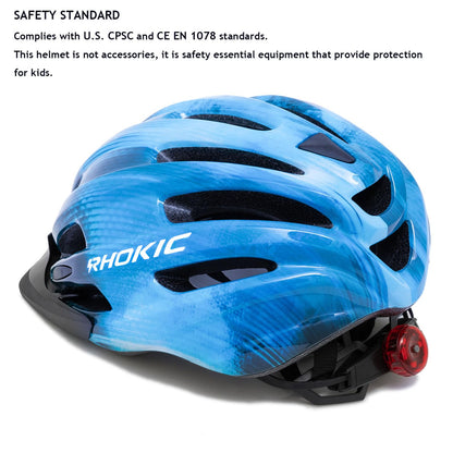 Kopobob kids bike helmet boys 50-57CM kids bike helmet with light kids bike helmet with visor bike helmet girls multiple vent helmet kids 5-13 years
