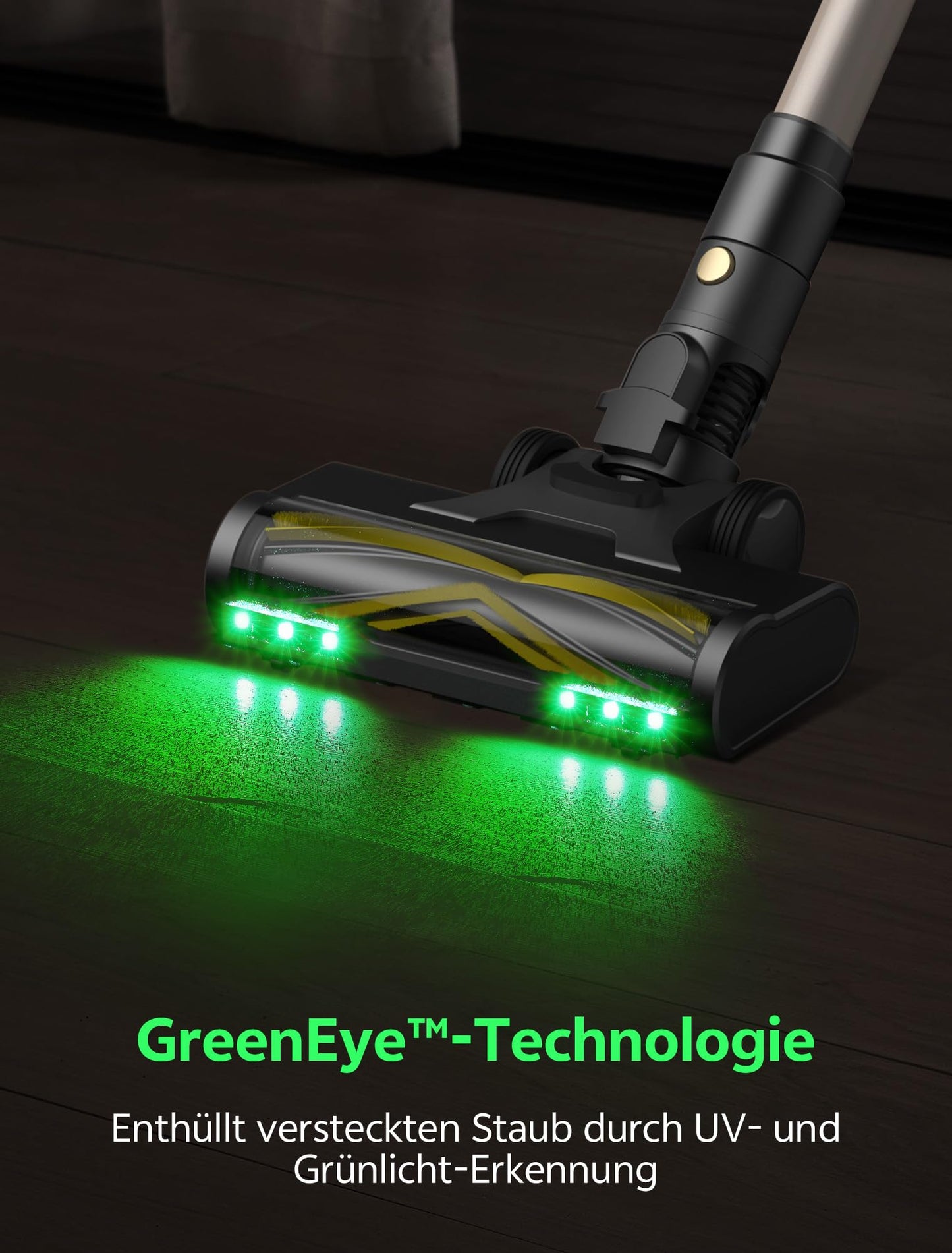 Ultenic U15 cordless vacuum cleaner, 50000Pa/ 580W/ 65min runtime, with GreenEye technology, anti-tangle brush, telescopic tube & freestanding design. Ideal for carpets, hard floors & pet hair.