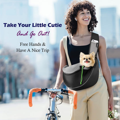 Pawaboo Dog Carrier, Adjustable Pet Carrier Bag, Pet Shoulder Bag for Dogs, Pet Carrier for Pets, Dog Carriers Sling for Outdoor Walk Travel - Large, Black