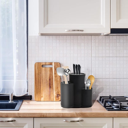 3-slot knife block without knives, universal round knife block holder unfilled with utensil holder, empty knife block holds 12 8-inch knives, suitable for all kitchen knives.