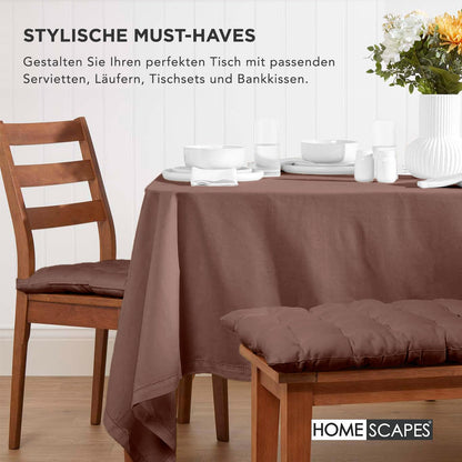 Homescapes 6-piece chair cushion set 40x40 cm brown - seat cushions for outdoor/indoor use with cotton cover, washable seat padding Oeko-TEX certified for dining, kitchen, and garden chairs.