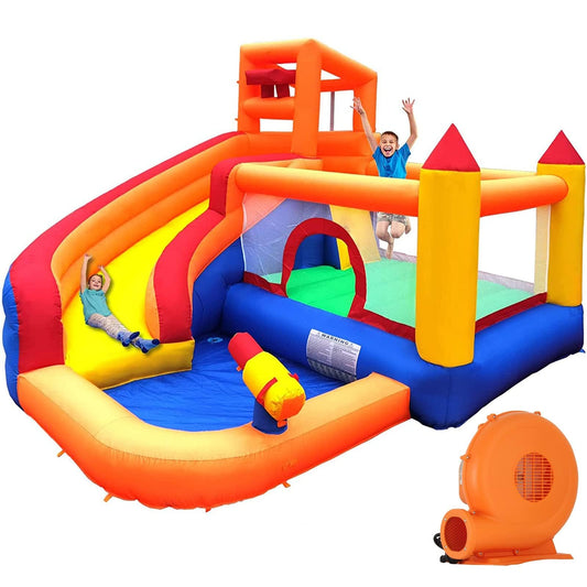 Ballsea Large Bouncy Castle with Blower, Dry/Wet Slide, suitable for children aged 3 to 10 years, Children's Bouncy Castle for Indoor or Outdoor use 320 x 280 x 232 cm