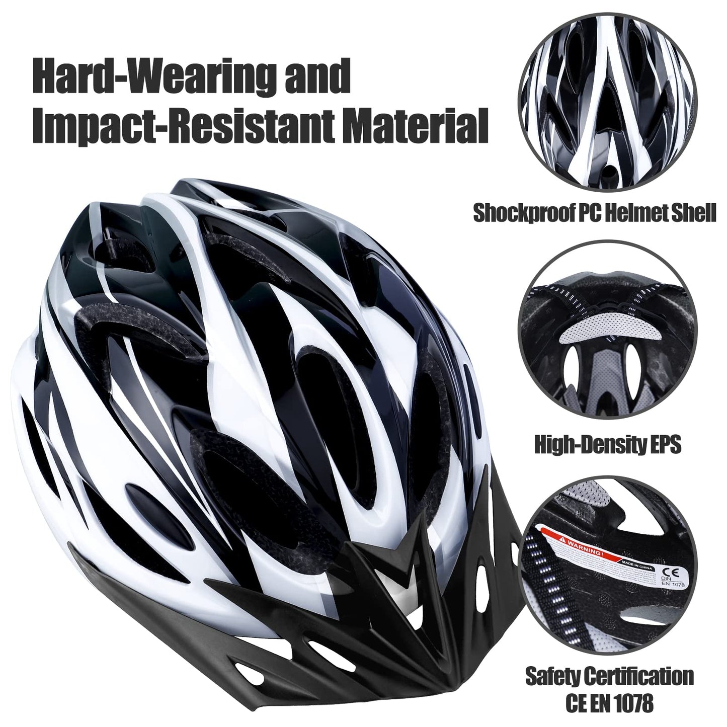GOXIFACA Unisex Bike Helmet for Adults, Men and Women, with Detachable Visor and Padding, Adjustable Helmet for Mountain Biking and City Commuting (fits head size 58-62cm)