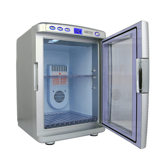 JUNG Mini Fridge CR8062 20L, cooling and heating function, 2 connectors, LCD display, silver.
