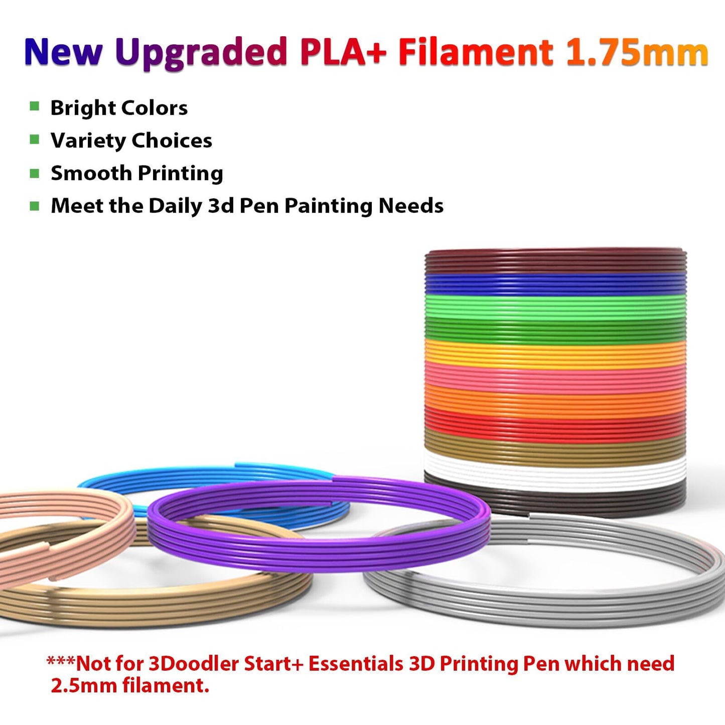 Dikale 3D Printing Pen Filament PLA 1.75mm - 16 Full Colors Set with 6m per color (96m Total) - 250 eBook stencils - Colorful package for creative projects