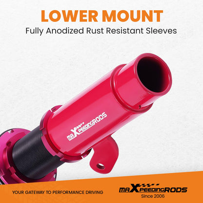 maXpeedingrods suspension coilover for E46 3 Series 98-06 adjustable hardness 320d, 330d Red.