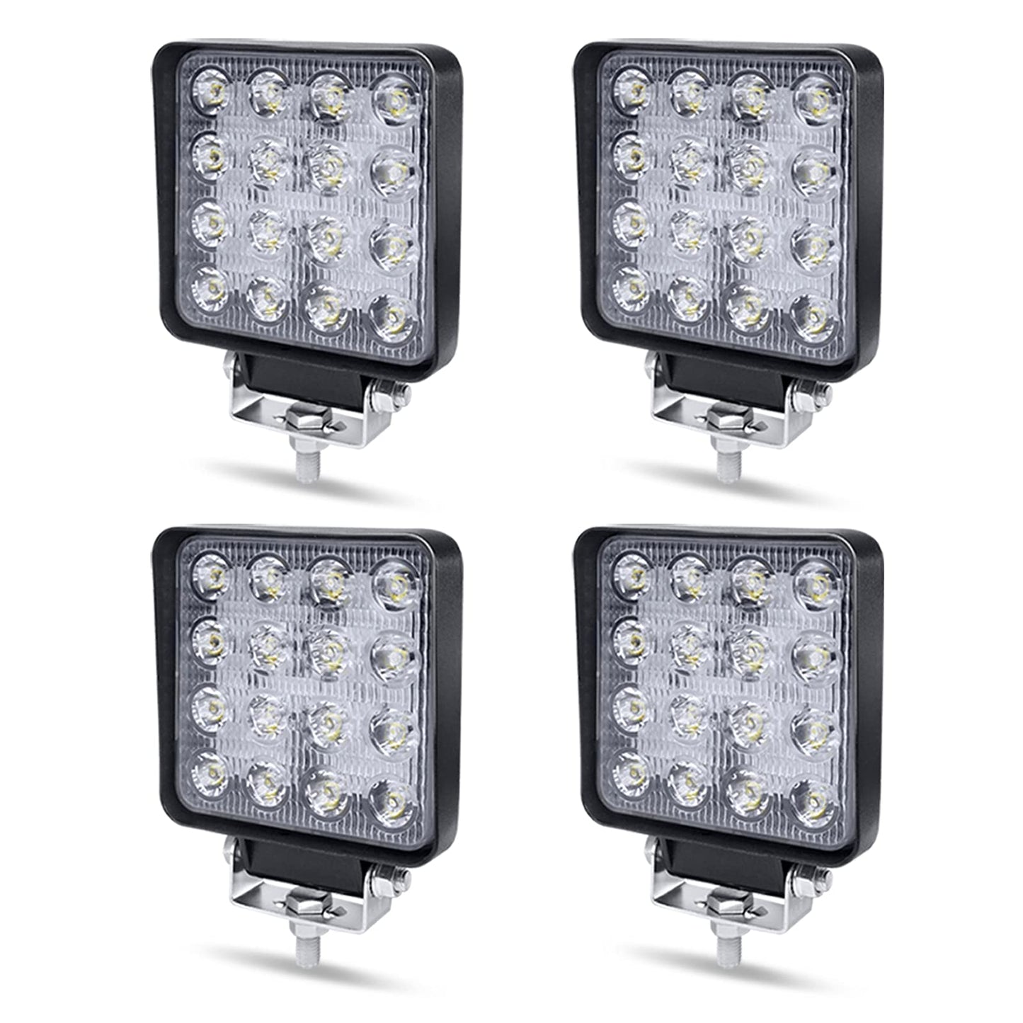 12V LED work lights by Aufun with 48W off-road floodlights, 4320lm. IP67 waterproof headlights for tractor, SUV, UTV, ATV. Set of 4.