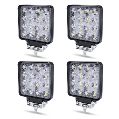 12V LED work lights by Aufun with 48W off-road floodlights, 4320lm. IP67 waterproof headlights for tractor, SUV, UTV, ATV. Set of 4.