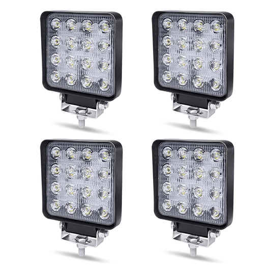 12V LED work lights by Aufun with 48W off-road floodlights, 4320lm. IP67 waterproof headlights for tractor, SUV, UTV, ATV. Set of 4.