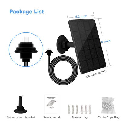 YCTechLife 4W Solar Panel for Blink Outdoor Camera (4th Gen), solar charger with rubber plug, IP65 waterproof, 13.12ft cable, 2 pack.