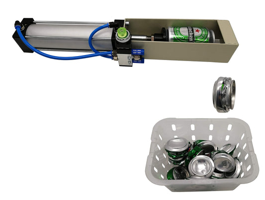 Pneumatic cylinder can crusher, sturdy, efficient, for soda cans, environmentally friendly recycling tool for aluminum cans (manual button valve)