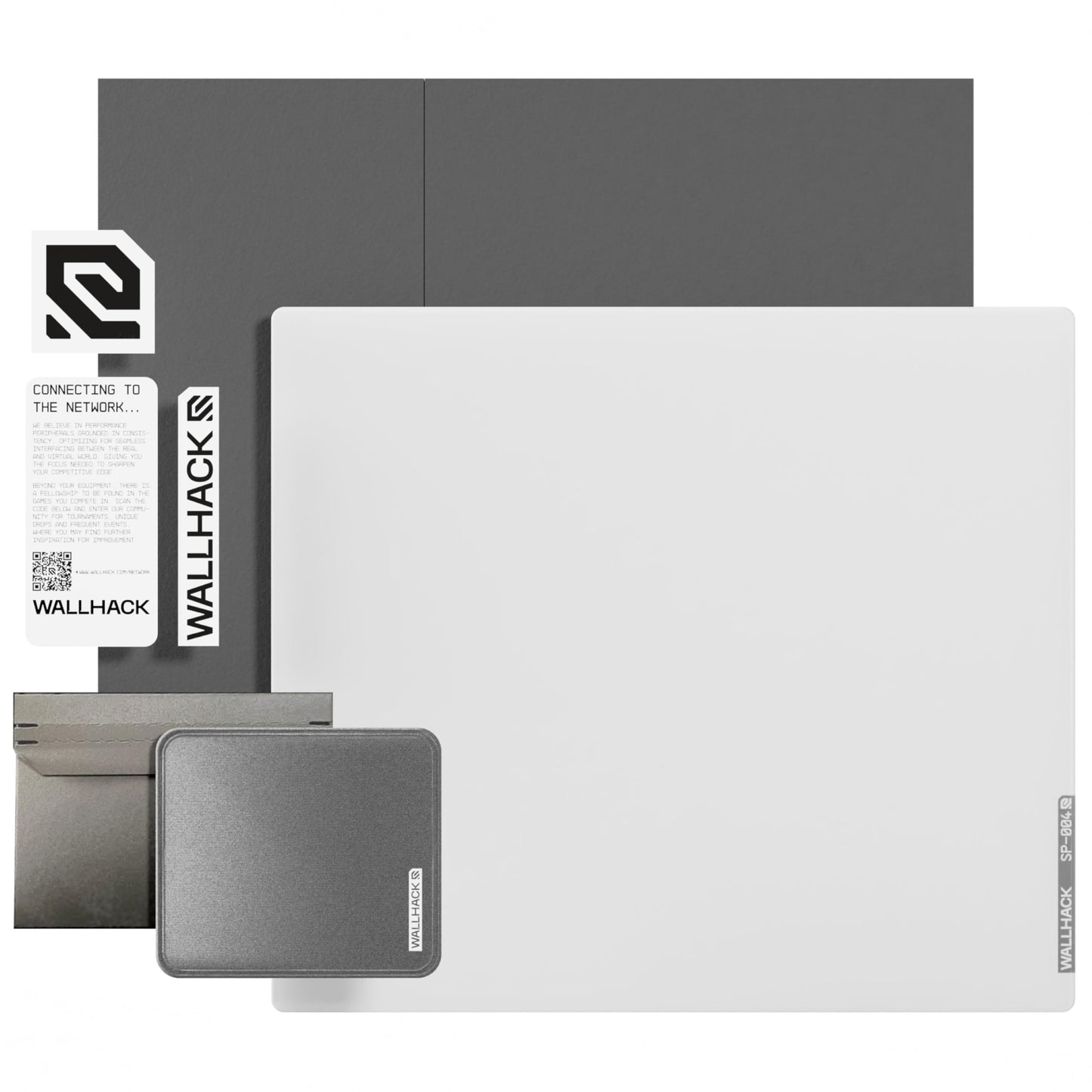 Wallhack SP-004 Glass Gaming Mousepad Professional Esport with special surface for maximum speed and control, large glass pad complete with silicone base - White, XL 49 cm x 43 cm