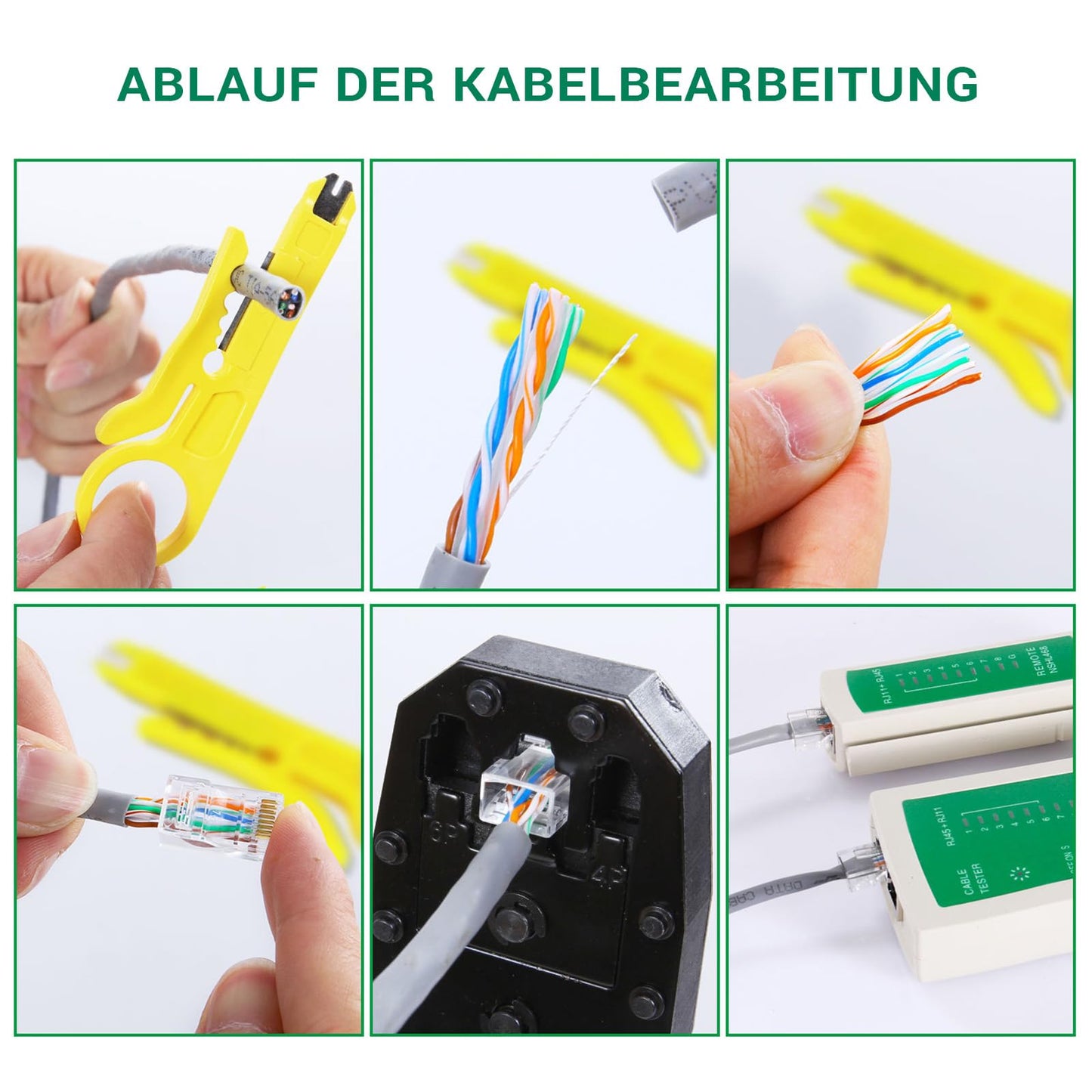 SGILE 12 in 1 Network Tool Set for RJ45, RJ11, RJ12, Repair Tools, Cable Tester Kit, Patch Cable Tester, LAN Cable Tester for DIY Home Computer Maintenance.