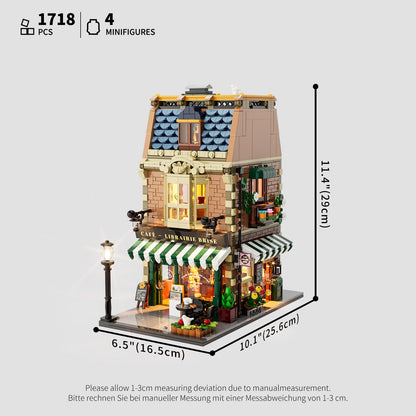 Funwhole Book Cafe Illuminated Building Block Set - City Coffeehouse LED Light Modular Building Model Kit 1718 Pieces for Adults and Teens