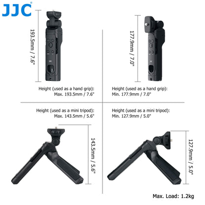 JJC Bluetooth Handgrip Remote Control for Sony ZV-E10 ZV-1 ZV-1F A6700 A6600 A6400 A6100 A7C A7SIII A7III A7RIII A7RIV A7RV RX0II RX100VII Vlogging Cameras Replaces GP-VPT2BT Mini Tripod Handle Tripod Stand
