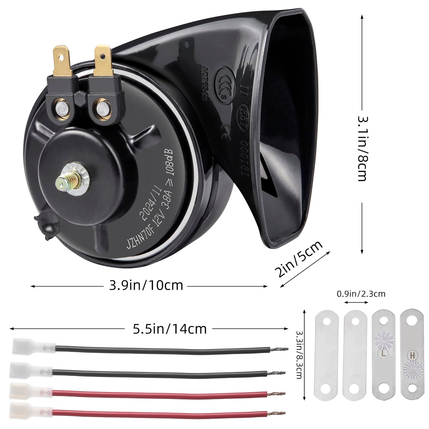 Burp Horn Car Horn Loud Horn Signal Horn for 12v Cars Trucks RVs Motorcycles Boats E-Bikes, 2 Pieces