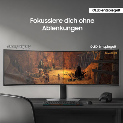 Samsung 49-inch Odyssey OLED G9 G93SD, DQHD (5120 x 1440), Gaming Monitor, PC screen, 240 Hz, OLED Glare Free, 0.03 ms response time, Gaming Hub, LS49DG934SUXEN
