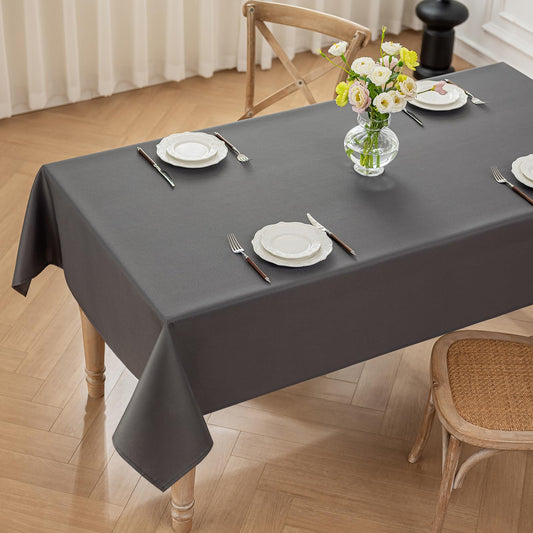 Moonooda tablecloth Dark Grey Washable, 140X300cm Tablecloths Tablecloth made of polyester, Resistant to water with lotus effect, Durable Scratch-resistant for home, weddings, parties