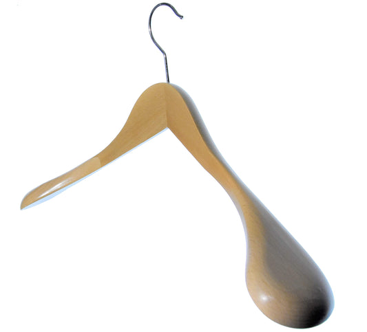 Hagspiel beechwood hangers, shoulder hangers, wooden hangers for wardrobe, Made in Austria (natural finish, exclusive beech 6.5 cm)