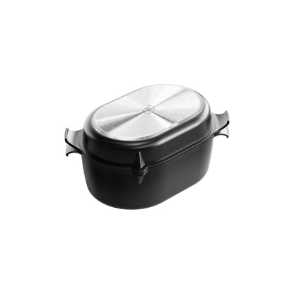 AMT Gastroguss Klaus grills German Oven Set, large version, 42x28 cm, German Oven Roaster/German Oven Cast Lid with grill base, cast aluminum, Lotan® non-stick coating, AMZN-KG-4228-Set