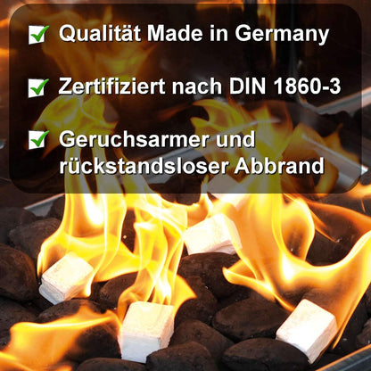 FLAMMBURO 1152 piece Paraffin Firelighters (12 x 96 cubes) from German manufacturer, for grills, fireplaces, stoves, Made in Germany - 12 boxes x 96 cubes