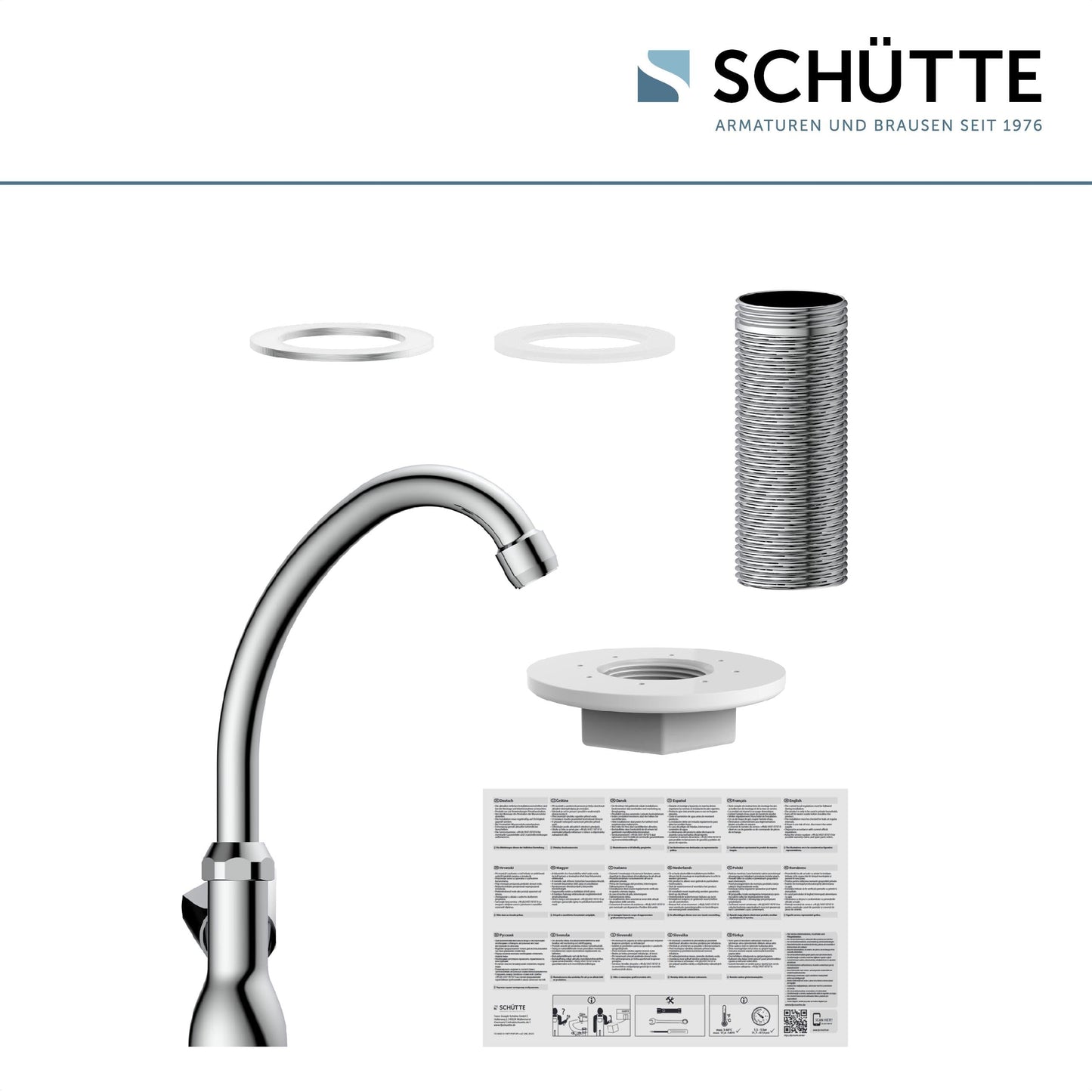 Pour cold water tap CARNEO, faucet, bathroom faucet for cold water only, swiveling stand valve, 37970, chrome