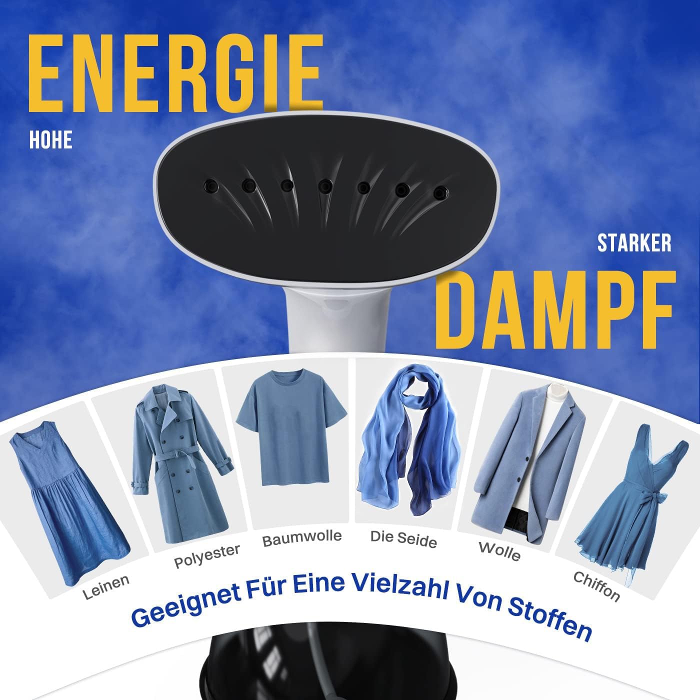 Rolipo steam iron 1640W, 400ML steamer water tank steam brush wrinkle remover, for home, office, travel, white