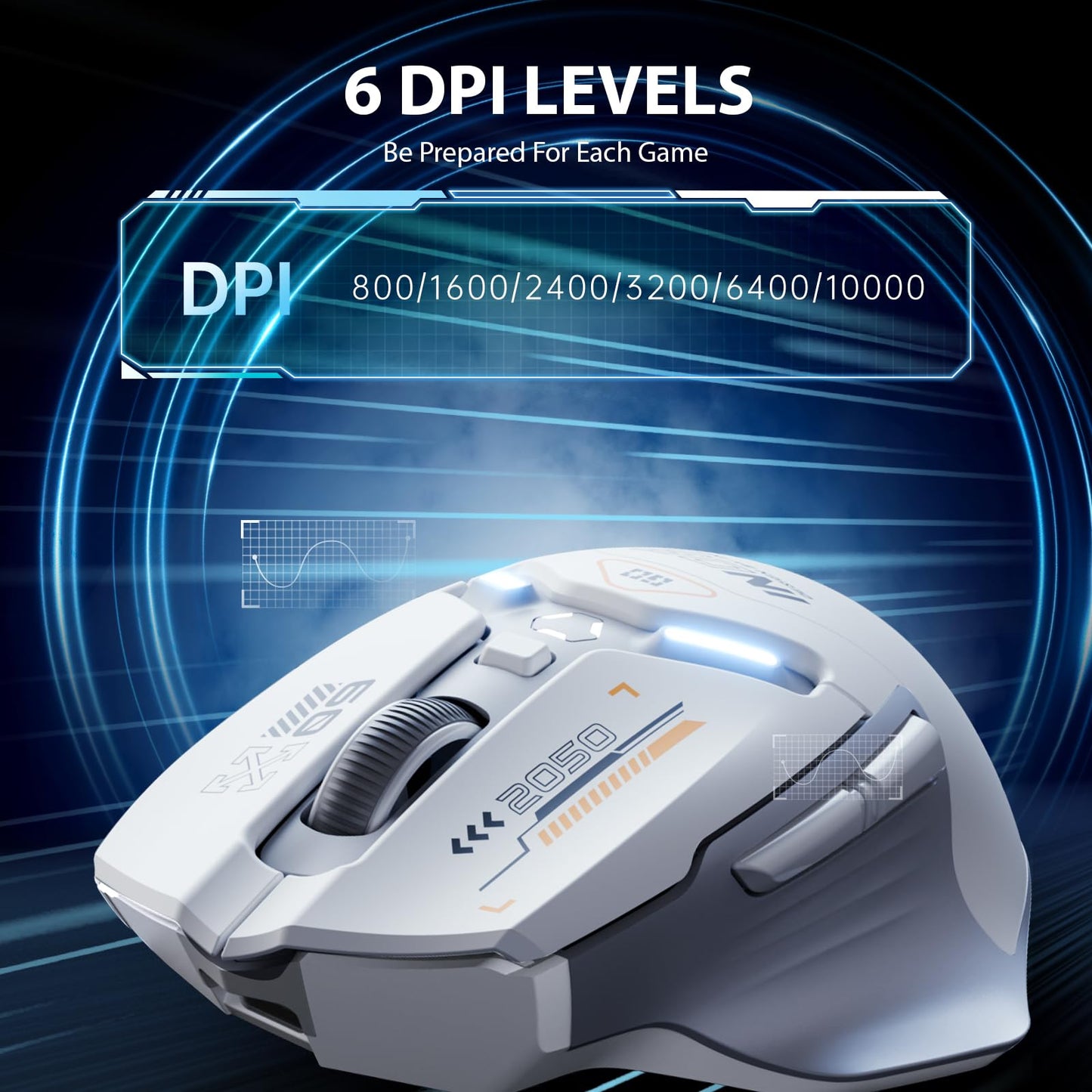Inphic IN9 Gaming Mouse wireless, real Tri-Mode 2.4G Wireless/Type-C Wired/Bluetooth Mouse, 10k DPI, fully programmable, RGB lighting, Hyperspeed rechargeable wireless mouse for laptop PC.