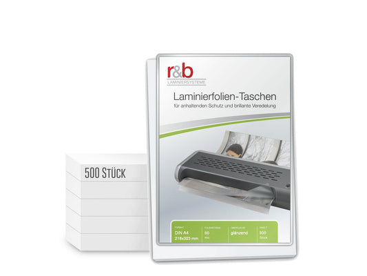 500 pieces of PREMIUM quality hot laminating pouches in the BEST A4 (216 x 303 mm) processing in 2x 80 MIC, NO WATERMARKS - For documents, photos, or cards - Water-resistant, tear-proof in glossy.