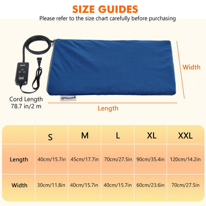Pecute Pet Heating Pad, Cat & Dog Heated Mat Indoor, Dog Heating Pad Safe, 6 Levels Temperature & Timing Adjustable Electric Pet Heating Blanket for Dogs Cats (L, 70x40cm)