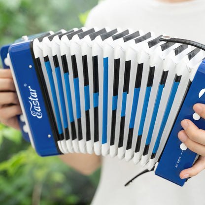 Eastar Accordion 10 Buttons Button Pedagogical Musical Instrument for Children, Fully Functional Lightweight Accordion, Selection of Gifts for Children's Day, Blue
