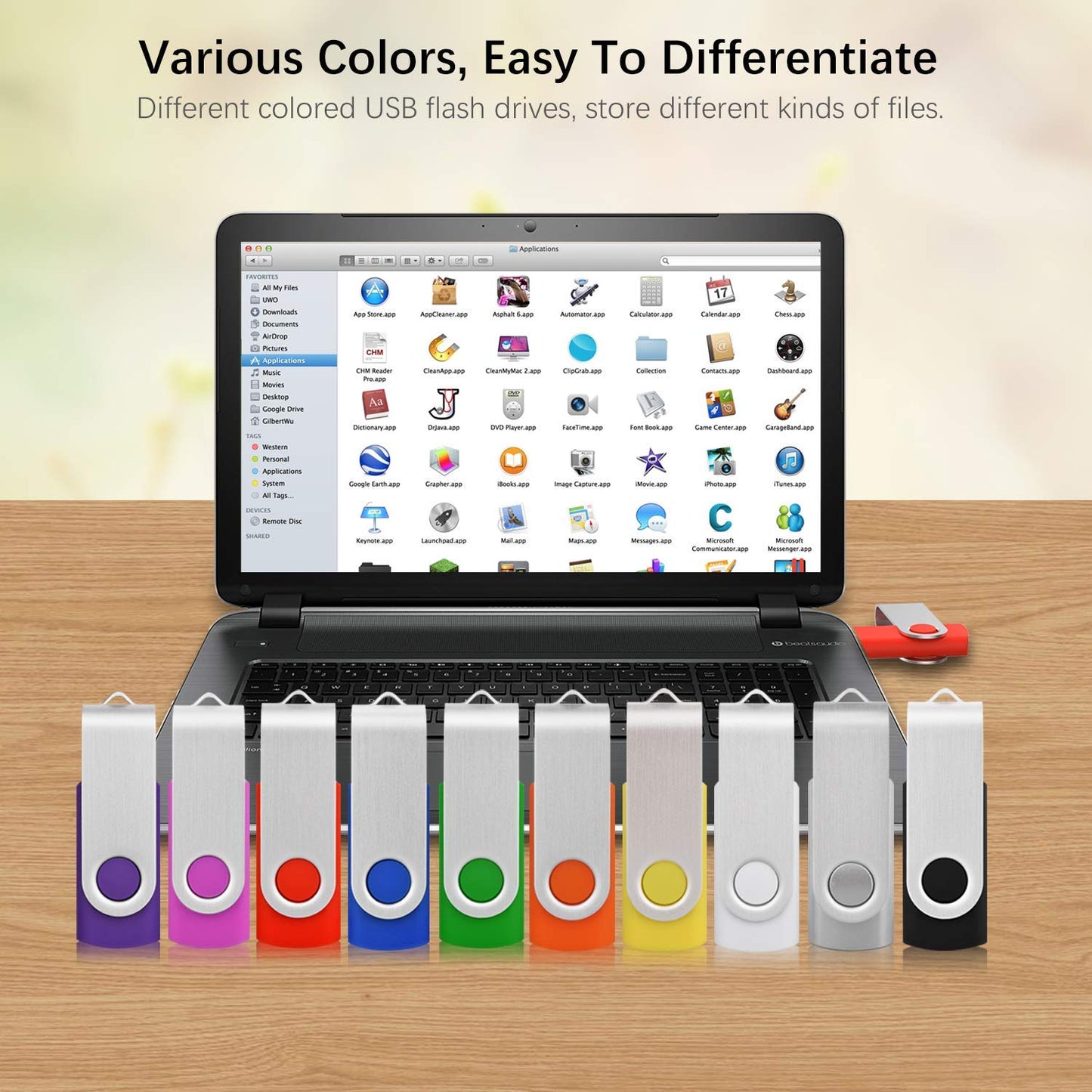 10 pieces USB sticks 16GB storage set USB 2.0 10pcs colorful data stick memory stick metal 16G thumb drive 10-pack flash drives 16GB flash sticks USB flash drives multi-colored