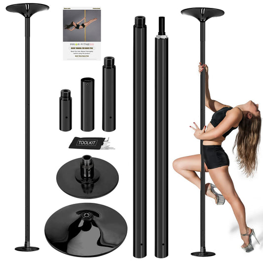 PRIOR FITNESS Dance Pole 45mm Chrome - Adjustable Height 2.23-2.7m | 2 Modes: Spinning/Static | 200 kg Weight Capacity | No Drilling for Gyms, Clubs & Parties